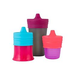 Boon Snug Silicone Sippy Lids, Pink/Purple/Blue