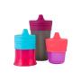 Boon Snug Silicone Sippy Lids, Pink/Purple/Blue