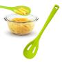 100% BFA Free 11.8" Inch Silicone Folia Slotted Spoon Kitchenware Utensil, Tempeature range -58°F to 482°F, Dishwasher Safe, Green