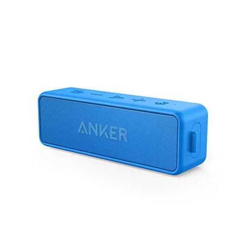 Anker Soundcore 2 12W Portable Wireless Bluetooth Speaker: Better Bass, 24-Hour Playtime, 66ft Bluetooth Range, IPX7 Water Resistance & Built-in Mic, Dual-Driver Speaker for Beach, Travel, Party- Blue