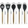 Silicone Kitchenware - Nonstick Cookware Silicone Wood Handle Kitchenware Set, Kitchen Tool Baking Utensils, Nonstick Kitchen Widget, 11Pcs