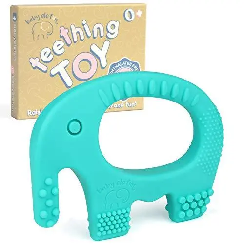 Baby Teething Toys - BPA Free Silicone - Easy to Hold, Soft and Highly Effective Cute Elephant Teether - Best Unique Baby Shower Gifts - Teethers Toy for Freezer