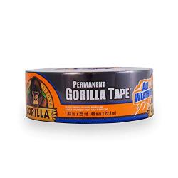 Gorilla All Weather Outdoor Waterproof Duct Tape, UV and Temperature Resistant, 1.88" x 25 yd, Black (Pack of 1)