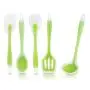 ANPI Set of 5 Pieces Silicone Kitchen Cooking Utensils Kitchenware with Hygienic Solid Coating, Heat Resistant Spatula Turner, Spatula, Mixing Spoon, Slotted Spoon, Soup Ladle