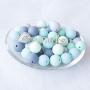 HAO JIE Baby Silicone Teething Beads 15MM 50pcs BPA Free Food Grade Teething Beads Green and Grey Series DIY Jewelry Chewable Nursing Necklace Accessories