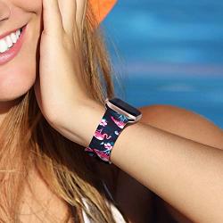 Kaome Floral Bands Compatible with Apple Watch 38mm 40mm 42mm 44mm, Soft Silicone Fadeless Pattern Printed Replacement Strap Bands for Women, Compatible with iWatch Series 5/4/3/2/1, S/M M/L