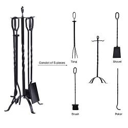 ComfyHome Fireplace Tools, 9.4 x 9.4 x 31.9 inches, Dark