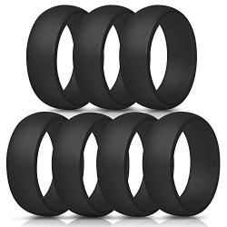 ThunderFit Silicone Rings, 7 Rings / 1 Ring Wedding Bands for Men - 8.7 mm Wide - 2.5mm Thick