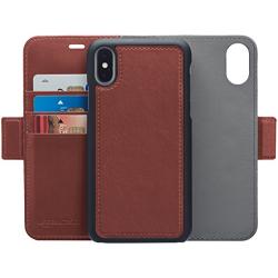 AmazonBasics iPhone X PU Leather Wallet Detachable Case, Dark Brown