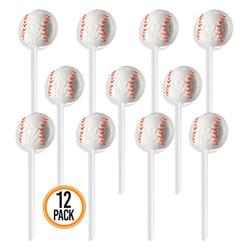 Prextex Baseball Lollipops - Kids Sports Ball Suckers for Birthday, Sports Event or Baseball Party Favor - Pack of 12 (1 Dozen)