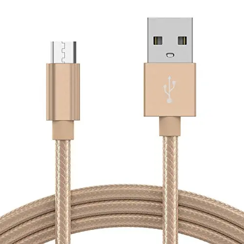 Micro USB Cable 6ft by TalkWorks | Braided Heavy Duty Android Phone Charger Cord | Fast Data Charging Cable for Samsung Galaxy S6 / S7, Fire Tablet, Kindle, PS4, Bluetooth Speaker - Gold