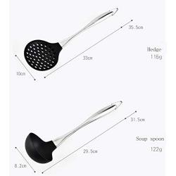 JunbosiKitchenware Silicone Kitchenware Set of 8 Stainless Steel Handle Kitchenware Set High Temperature Anti-Scalding Cooking Spoon Shovel