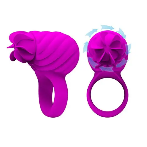 Jepeux Rotating Fan Ring Silicone Vibrating Cock Ring - Rechargeable Penis Ring - Sex Toy for Male or Couples