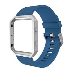 Simpeak for Fitbit Blaze Bands with Frame, Silicone Replacement Band Strap with Frame Case for Fit bit Blaze Smart Fitness Watch, Small/Large