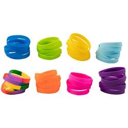 Silicone Bracelet - 48-Pack Blank Rubber Wristbands for Sports Teams, Games, Kids Play, Party Favors, 8 Colors, Circumference: 8.1 Inches, Width: 0.4 Inches