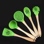 Hot 3/5/7 Pcs Silicone Kitchenware Non-Stick Set Spoon Shovel With Wooden Handle Tools 2019 New,Light Grey