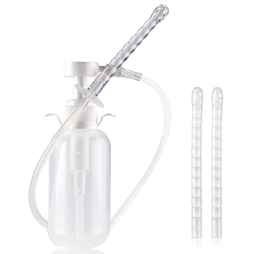 Anal Douche and Enema Bulb System Kit-Medical Manual Pressure Enemas for Anal or Vaginal Douching Aids in Hygiene-Reusable for Douche, Coffee & Water Colon Cleansing/Detox,3 Nozzle Tips-10 oz