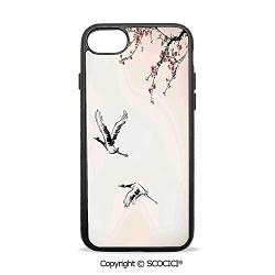 SCOCICI Non-Slip Drop Protection Smart Cell Phone Case Branches of Japanese Cherry Tree with Flying Swallows in The Air Spring Colors Compatible with iPhone 7