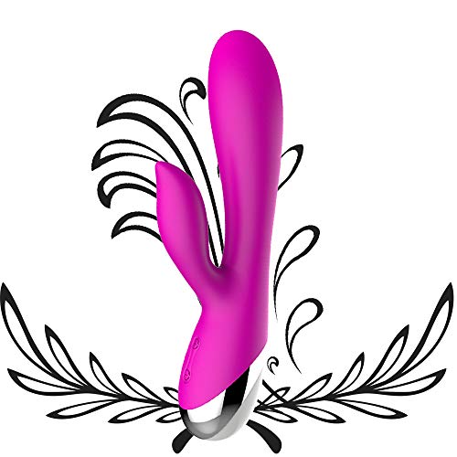 Manual Massage Adult Toys Tshirt Silicone Rainbow Vibrator with Bunny Ear-10 Frequency Vibration - Smart Warming - Handheld