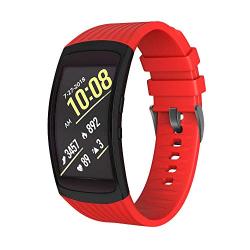 NotoCity Compatible Samsung Gear Fit2 Pro Band Solft Silicone Gear Fit2 Watch Strap for Samsung Gear Fit2 Pro Smartwatch Bans(Red, Large)