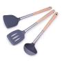 3Pcs/Set Spatula Soup Spoon Dining Silicone Non Stick Kitchenware Kitchen Stainless Steel Shovel Hole Cooking Tool Set