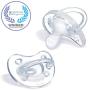 Chicco PhysioForma 100% Soft Silicone One Piece Pacifier for Babies 0-6 Months, Clear, Orthodontic Nipple, BPA-Free, 2-Count in Sterilizing Case