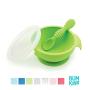 Bumkins Suction Silicone Baby Feeding Set, Bowl, Lid, Spoon, BPA-Free, First Feeding, Baby Led Weaning - Green