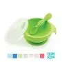 Bumkins Suction Silicone Baby Feeding Set, Bowl, Lid, Spoon, BPA-Free, First Feeding, Baby Led Weaning - Green