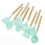 Hjyi Silicone Kitchen Utensils food grade silicone rubber handle kitchenware baking utensils set non-stick pot Cooking spoon shovel (11-piece set)