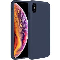 Miracase Liquid Silicone Case Compatible with iPhone Xs Max 6.5 inch (2018), Gel Rubber Full Body Protection Shockproof Cover Case Drop Protection Case (Navy Blue)