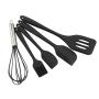 BESTONZON 5 Pcs Kitchenware Suit Silicone Pastry Cook Baking Set Shovel Scraper Brush Whisk Set Home Kitchen Tool (Black)