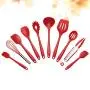 10 Pcs Nonstick Cookware Set Multifunction Silicone Kitchenware Suit Egg Scraper Spoon Spatula Brush Kitchen Tools (Red)