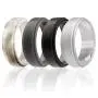 ROQ Silicone Wedding Ring for Men, 4 Packs & Singles Silicone Rubber Wedding Bands - Step Edge Sleek Design - Metallic, Black and Camo Colors
