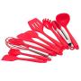 Silicone Kitchenware Set 10 Piece Set Silicone Scraper Brush Food Clip Cooking Shovel Spoon Kitchen utensils Spoon (Color : Red)
