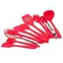 Silicone Kitchenware Set 10 Piece Set Silicone Scraper Brush Food Clip Cooking Shovel Spoon Kitchen utensils Spoon (Color : Red)