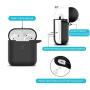 Syncwire AirPods Case, AirPods Protective Cover [Front LED Visible] Durable Silicone Skin Case with Keychain [Waterproof and Shockproof] for Apple AirPods 1 & 2 [Supports Wireless Charging] - Black