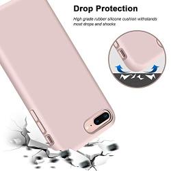 iPhone 8 Plus Case, iPhone 7 Plus Case, Anuck Soft Silicone Gel Rubber Bumper Case Microfiber Lining Hard Shell Shockproof Full-Body Protective Case Cover for iPhone 7 Plus /8 Plus 5.5" - Pink Sand