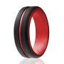 ROQ Silicone Wedding Ring for Men - 4 Packs or 1 Single Ring Mens Silicone Rubber Wedding Bands, Engraved Middle Line Beveled Edge Style, Metal & Vivid Matte Colours