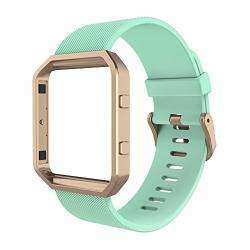 Simpeak for Fitbit Blaze Bands with Frame, Silicone Replacement Band Strap with Frame Case for Fit bit Blaze Smart Fitness Watch, Small/Large