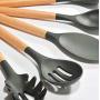 Gwjs Silicone Non-stick Kitchenware, Non-stick Spatula Wooden Handle Cooking Tools Cookware-black F 31.5cm(12.4inch)