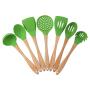 Hot 3/5/7 Pcs Silicone Kitchenware Non-Stick Set Spoon Shovel With Wooden Handle Tools 2019 New,Light Grey