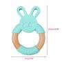 Hacloser Newborn Kids Bite Toy Infants Nursing Accessories Baby Teether Cartoon Rabbit Shape Silicone Wooden Ring Toys