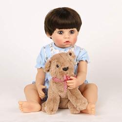 Yesteria Full Silicone Reborn Baby Dolls with Toy Puppy 22 Inches Realistic Newborn Blue Baby Jumpsuit