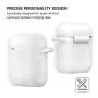 AirPods Case, Silicone Cover with U Shape Carabiner,360°Protective,Dust-Proof,Super Skin Silicone Compatible with Apple AirPods 1st/2nd (Clear)