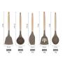 Spoon Shovel Set Wooden handle Silicone Kitchenware Set Silicone Wood Handle Kitchenware Set of 10 Nonstick Cookware Spoon Set 10 Piece Set, Kitchenware