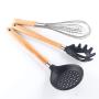 Hjyi Silicone Kitchen Wooden handle silicone kitchenware set silicone spatula spoon spoonful frying shovel 8-piece set