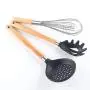 Hjyi Silicone Kitchen Wooden handle silicone kitchenware set silicone spatula spoon spoonful frying shovel 8-piece set