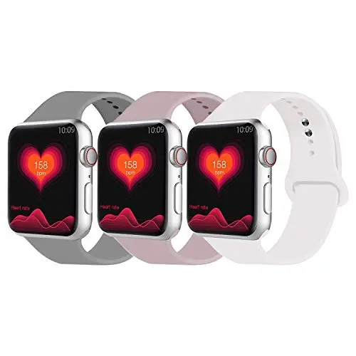IYOU Sport Band Compatible with Watch Band 38MM 42MM 40MM 44MM, Soft Silicone Replacement Sport Strap Compatible with 2019 Watch Series 5 2018 Watch Series 4/3/2/1
