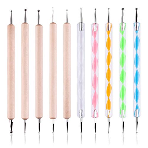 10 Pcs Embossing Stylus Set Dotting Tools Set for Nail Art, Embossing Pattern Clay Sculpting, Mandala Rock Painting
