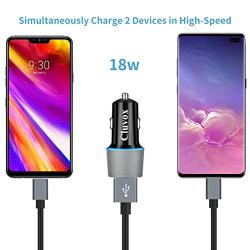 Rapid USB C Car Charger, Compatible for Samsung Galaxy S10/S10+/S10e/Note 10/Note 10 Plus/Note 9/Note 8/S9/S9 Plus/S8 Plus/A50/A70, Quick Charge 3.0 Dual USB Fast Car Charger with Type C Cable 3.3ft